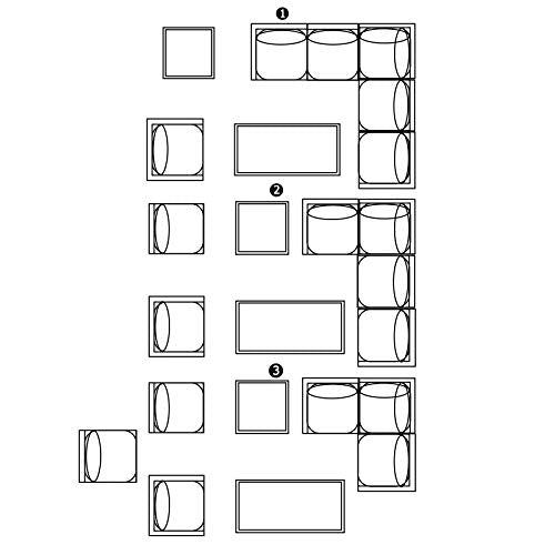 Festival Depot 8pcs Outdoor Furniture Patio Conversation Set Sectional Corner Sofa Chairs All Weather Brown Rattan Wicker Slatted Coffee Table End Table with Grey Thick Seat Back Cushions, Black