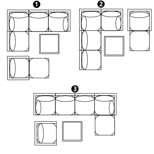 Festival Depot 7 Pieces Patio Outdoor Furniture Conversation Sets Sectional Corner Sofa, Wicker Chairs with Ottoman, Coffee Table and Seating Thick Soft Cushion(Grey)