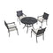 Festival Depot 5 Piece Outdoor Dining Set Wrought Iron Patio Metal with 4 Armchair Include Cushions and Round Black Table with 2.04" Umbrella Hole for Deck Lawn Garden Poolside Backyard (Beige)
