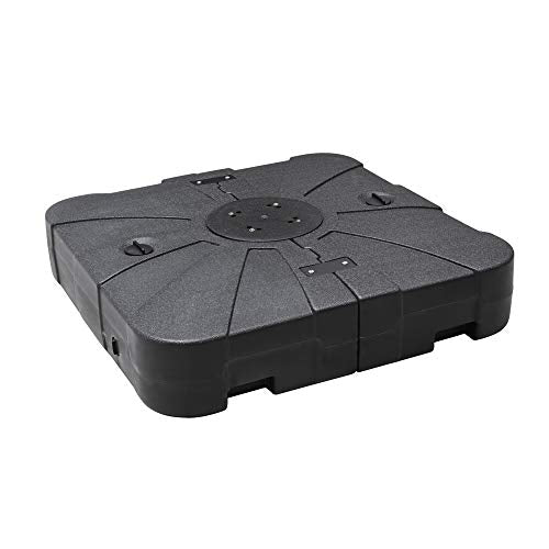 Festival Depot Outdoor Patio Umbrella Base Cantilever Offset Fillable Plastic Square Weights Plate Holder 220 lb Sand Water Filled Stand for Deck Beach All-Weather, Black 33"(L) x 33"(W) x 7.28"(H)