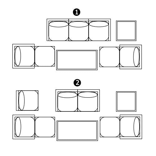 Festival Depot 9pcs Outdoor Furniture Patio Conversation Set Sectional Sofa Chairs All Weather Brown Wicker Ottoman Slatted Coffee Table End Table with Thick Grey Seat Back Cushions, Black