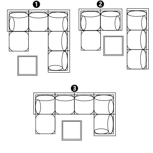 Festival Depot 7 Pieces Patio Outdoor Furniture Conversation Sets Sectional Corner Sofa with Wicker Chairs, Ottoman, Coffee Table and Comfy Thick Seat Cushions(Grey)