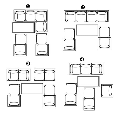 Festival Depot 9pcs Outdoor Furniture Patio Conversation Set Sectional Corner Sofa Chairs with X Shaped Metal Leg All Weather Brown Rattan Wicker Ottoman Coffee Table with Grey Seat Back Cushions