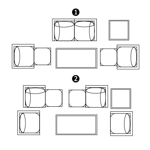 Festival Depot 8pcs Outdoor Furniture Patio Conversation Set Sectional Sofa Chairs with X Shaped Metal Leg All Weather Brown Rattan Wicker Ottoman Coffee Table with Grey Thick Seat Back Cushions