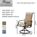 Festival Depot 2 PC Patio Dining Chairs 360° Swivel Chairs with High Back and Curved Armrest Textilene Fabric Outdoor Furniture for Deck Garden Pool (Beige)