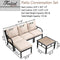 Festival Depot 5 Pieces Patio Conversation Set Sectional Chair Ottoman with Thick Cushions and Side Coffee Table All Weather Metal Outdoor Furniture for Deck Garden, Beige