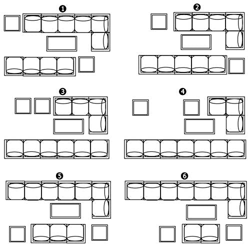 Festival Depot 13Pc Outdoor Furniture Patio Conversation Set Sectional Corner Sofa Chairs All Weather Wicker Metal Frame Rectangle Side Slatted Coffee Table with Thick Grey Seat Back Cushion No Pillow