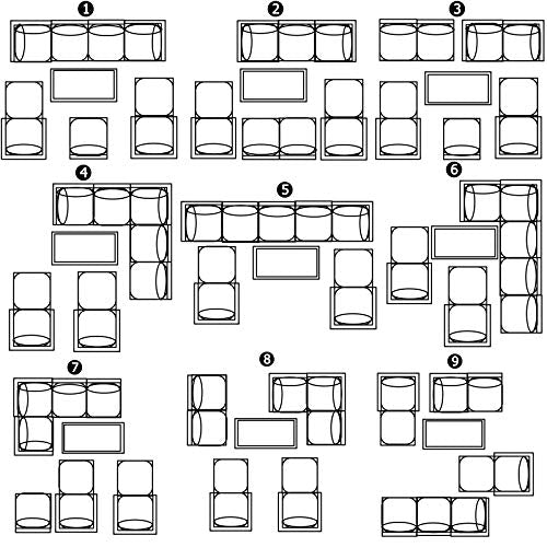 Festival Depot 10Pc Outdoor Furniture Patio Conversation Set Sectional Corner Sofa Chairs All Weather Wicker Ottoman Metal Frame Slatted Coffee Table with Thick Grey Seat Back Cushions Without Pillows