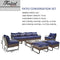 Festival Depot 9 Pcs Patio Conversation Sets Outdoor Furniture Sectional Sofa with All-Weather PE Rattan Wicker Chair,Loveseat Coffee Table and Thick Soft Removable Couch Cushions(Blue)