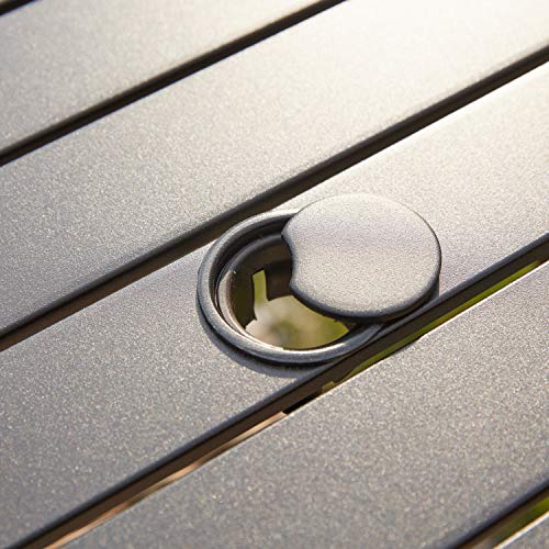 Festival Depot 37 Patio Dining Table with 1.61" Umbrella Hole Square Metal Table Outdoor Furniture for Deck Poolside Garden (Black)