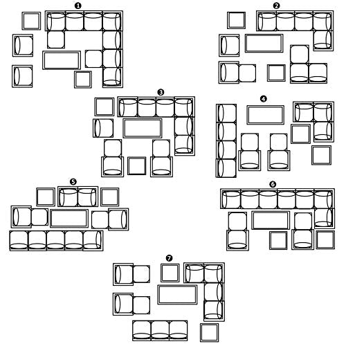 Festival Depot 14pcs Outdoor Furniture Patio Conversation Set Sectional Corner Sofa Chairs with X Shape Metal Leg All Weather Brown Rattan Wicker Ottoman Side Coffee Table with Grey Seat Back Cushions