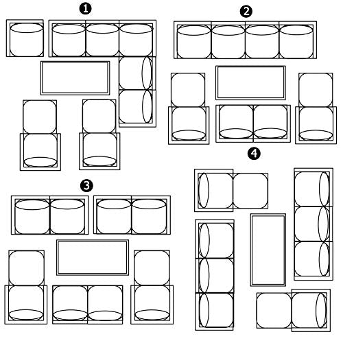 Festival Depot 11 pcs Outdoor Furniture Patio Conversation Set Sectional Corner Sofa Chairs with X Shaped Metal Leg All Weather Brown Rattan Wicker Rectangle Coffee Table with Grey Seat Back Cushions