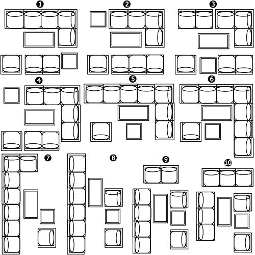 Festival Depot 10Pc Outdoor Furniture Patio Conversation Set Sectional Corner Sofa Chairs All Weather Wicker Ottoman Metal Frame Slatted Coffee Table with Thick Grey Seat Back Cushions Without Pillows