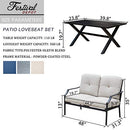Festival Depot 2 pc Conversation Set Outdoor Patio Loveseat with Seat and Back Thick Cushions and Coffee Table Metal Furniture for Garden Bistro