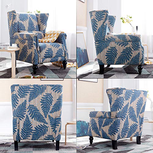 Festival Depot 1 Piece Indoor Modern Fabric Furniture Floral Print Accent Arm Chair Single Sofa for Living Room Bedroom with Comfortable Seat,33.9" x 36.6" x 39.8"