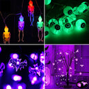 4 Set Halloween Decorative Light-20 LED Skeletons Lights-20 LED 10 Ft Eyeball Lights-70 LED 23Ft Purple Bat-20 Inch 40 LED Purple Willow Tree