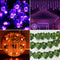 4 Set Halloween Decorative Light-70 LED Purple Spider Lights-150 LED 15 Ft Purple Icicle Lights-Halloween LED Hello Wreath-20 LED Artificial Tropical Palm Leaves