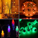 4 Set Halloween Decorative Light-20 Inch 40 LED Orange Willow Tree-Halloween LED Hello Wreath-20 LED Skeletons Lights-20 LED 10 Ft Eyeball Lights