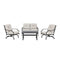 Festival Depot 4 pc Conversation Set Patio Outdoor ArmChairs Loveseat Set with Coffee Table Fabric Metal Frame Furniture Garden Bistro Seating Thick Soft Cushions