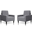 Festival Depot 2 pcs Indoor Modern Fabric Furniture Set Accent Armrest Chair Single Sofa for Living Room Bedroom with Hand-Crafted Button Tufting Detail and Deep Seat, 30.7" x 30.7" x 35", Grey