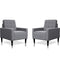 Festival Depot 2 pcs Indoor Modern Fabric Furniture Set Accent Armrest Chair Single Sofa for Living Room Bedroom with Hand-Crafted Button Tufting Detail and Deep Seat, 30.7" x 30.7" x 35", Grey