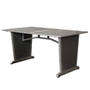 Festival Depot Patio Dining Table Rectangle Wicker Table in Metal Frame with Woven Rattan Outdoor Furniture for Deck Garden Poolside