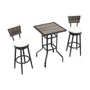 Festival Depot 3 Pcs Patio Bar Set Bistro Height Set, 360å¡ Woven Wicke Swivel Chairs and Bar Height Table with DPC Desktop Wood Grain Desktop Outdoor Furniture for Garden Poolside Deck Porch (Beige)