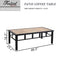 Sports Festival 1 Pcs Patio Coffee Side Table Outdoor Furniture with Wooden Desktop and Metal Frame Modern Rectangle Table for Porch Garden Poolside Deck Lawn Balcony