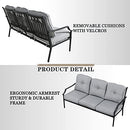 Festival Depot 2 Pcs Metal Furniture Outdoor Loveseat Patio Sofa with Coffee Table 3-Seating Outside Couch with Cushions for Deck Porch Backyard