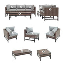 Festival Depot 7 Pcs Patio Conversation Set Sectional Chair Wicker Sofa Couch with Thick Cushions and Coffee Tables All Weather Outdoor Furniture for (Grey)