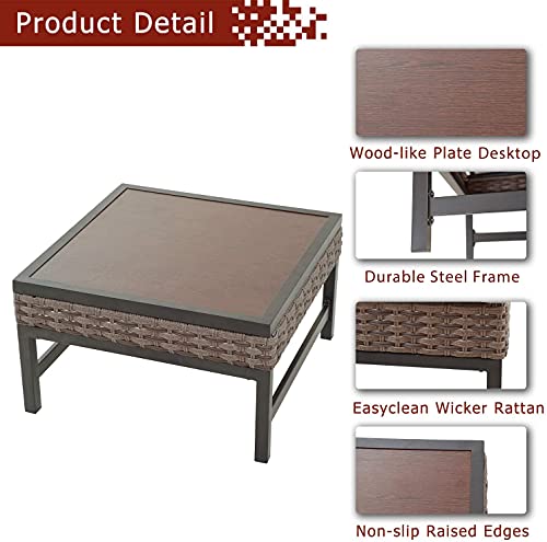Festival Depot Metal Outdoor Side Coffee Table Patio Bistro Square Dining Table with Steel Legs (23.6"x 23.6"x 13.3"H)