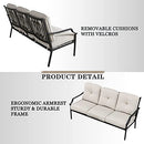 Festival Depot 2 Pcs Metal Furniture Outdoor Loveseat Patio Sofa with Coffee Table 3-Seating Outside Couch with Cushions for Deck Porch Backyard