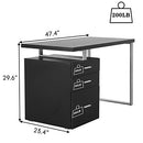 Festival Depot 47.5" Home Office Desk Modern Computer Desk with Metal Frame Laptop Table with Reversible File Cabinet Including Drawers for Study Working