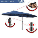 Festival Depot 14.7 ft Patio Outdoor Double-Sided Umbrella Large Twin Market Ventilation Aluminum Crank for Porch, Deck, Backyard and Pool