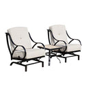 Festival Depot 3-Piece Bistro Outdoor Patio Furniture Sets Square Metal Ceramic Top Coffee Table Slatted Steel Frame Armrest Chairs with Curved Armrest with 5.9''Thick Soft Cushions Garden Porch,White