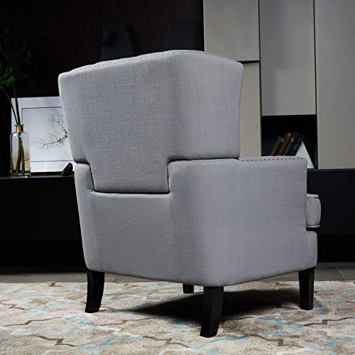 Festival Depot 1 Piece Indoor Modern Fabric Furniture Accent Arm Chair Single Sofa for Living Room Bedroom with Hand-Crafted Button Tufting Details and Thick Cushion, 32.3" x 31.5" x 39.4"