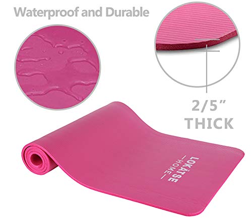 LOKATSE HOME Yoga Mat Thick,Non Slip Men Women Exercise Mat for Home Floor Gym of Workout with Carry Strap 72x24.4x2/5Inches