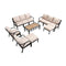 Festival Depot 11 Pieces Patio Conversation Set Sectional Sofa Armchair Ottoman with Thick Cushions and Coffee Table All Weather Metal Outdoor Furniture for Deck Garden, Beige