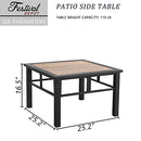 Sports Festival 1 Pcs Patio Side Table Outdoor Furniture with Metal Frame and Wooden Desktop Modern Coffee Square Table for Porch Garden Poolside Deck Lawn Balcony
