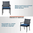 Festival Depot 5 Piece Patio Furniture Set 4 Outdoor Wrought Iron Dining Chairs with Thick Seat Cushions and Square Metal Table with 2.16" Umbrella Hole for Garden Yard Deck