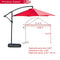 Festival Depot Outdoor Patio Umbrella Offset Cantilever Hanging Sun Umbrella with Hand Crank and Water Base/Stand for Pool Porch Deck Market Lawn