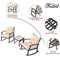 Festival Depot 3-Piece Patio Bistro Set Conversation Set Rocking Chair Set with Side Coffee Table Outdoor Furniture with Hand-Woven Textilene Rope Backrest (Black Metal Frame with Beige Cushion)