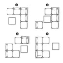 Festival Depot 6pcs Outdoor Furniture Patio Conversation Set Sectional Corner Sofa Chairs with X Shaped Metal Leg All Weather Brown Rattan Wicker Ottoman Side Coffee Table with Grey Seat Back Cushions