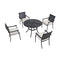 Festival Depot 5 Piece Patio Dining Set Metal Chairs with Seat Cushions and Round Iron Table with Umbrella Hole All Weather Outdoor Furniture for Bistro Deck Garden