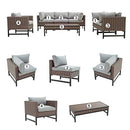 Festival Depot Patio 7 Pieces Outdoor Furniture Conversation Sets Sectional Corner Sofa, All-Weather Brown Manual Weaving Wicker Chairs with Side Coffee Table, Soft Back Seating Couch Cushions (Grey)