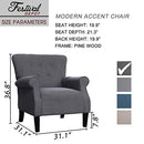 Festival Depot 2 Piece Indoor Modern Fabric Furniture Accent Arm Chair Single Sofa for Living Room Bedroom with Comfortable Seat,31.1" x 31.1" x 36.8"