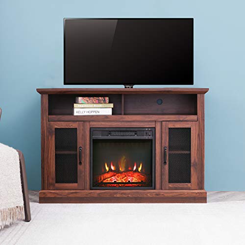 Festival Depot 43" Wide TV Stand with Electric Fireplace Console for TVs up to 55",for Living Room (43inch Espresso)