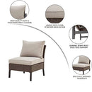 Festival Depot Patio Armless Sofa Sectional Furniture Loveseat Outdoor Dining Chair with Cushions Pillow and Metal Frame Wicker for Garden Backyard Pool Farmhouse (Beige) (B-PF20722-new1)