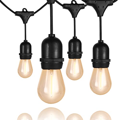 Sports Festival 54 FT Patio String Lights with Shatterproof Plastic S14 LED Bulbs 15 Sockets UL Listed Heavy-Duty Commercial Grade Outdoor String Lights for Porch Garden Yard - Warm White