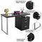 Festival Depot 47.5" Home Office Desk Modern Computer Desk with Metal Frame Laptop Table with Reversible File Cabinet Including Drawers for Study Working